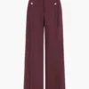 Button Detail Wide-Leg Pants