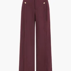 Button Detail Wide-Leg Pants