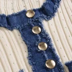 Denim Patchwork Metallic Button Short Sleeve Maxi Dress -Women's Clothing Store a14cff66 8e9f 44ce bd0e 3cbe1ec3297a