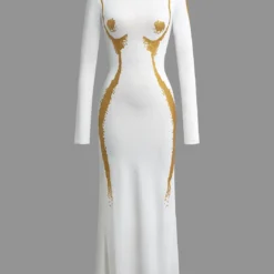 Body Print Turtle Neck Long Sleeve Maxi Dress -Women's Clothing Store a15b0967 b1c6 4349 9ab2 ce9d30a54f15