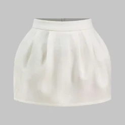 Linen Ruched Zipper Skirt