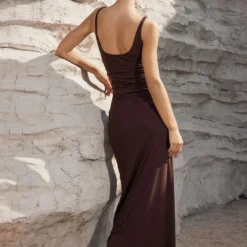 Twist Ruched Slit Sleeveless Midi Dress -Women's Clothing Store a1a99d35 6858 433f 9f29 26694b44ecd9