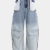 Denim Ruched Pocket Wide Leg Barrel Jeans