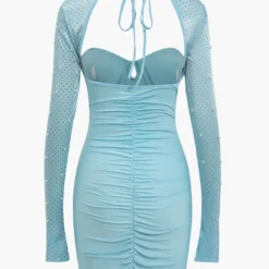 Backless Tie-Up Pearl Mini Dress -Women's Clothing Store a24cca16 0ee5 4c58 afbf 9ac00242bf1a