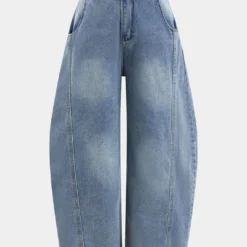 Denim Wide Leg Barrel Jeans -Women's Clothing Store a24ffe3c 5569 4af6 b48c 12d45f1f49b3