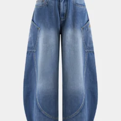 Washed Wide Leg Barrel Jeans -Women's Clothing Store a251aaaa db7a 4ba7 a8b7 1e414514694c