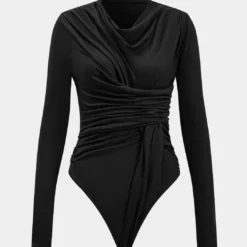 Knit Ruched Long Sleeve Bodysuit -Women's Clothing Store a31bf410 7e3d 4ab0 a328 856182c05d77