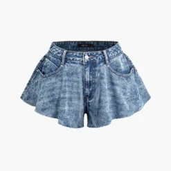 Frayed Hem Wide Leg Denim Shorts