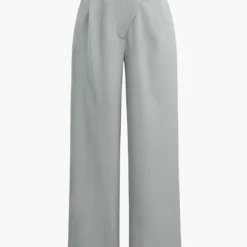 Asymmetric Waist Ruched Straight Leg Pants