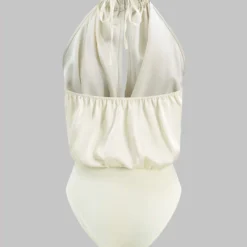 Satin Backless Tie-Up Sleeveless Bodysuit -Women's Clothing Store a44d7944 4baa 471e 8a10 3a427b434653