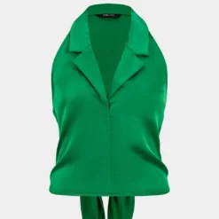 Satin V-Neck Tie-Up Sleeveless Tank Top