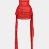 Mesh Ruched Strapless Mini Dress