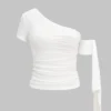 Asymmetrical Shoulder Short Sleeve T-Shirt