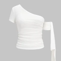 Asymmetrical Shoulder Short Sleeve T-Shirt