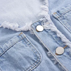 Frayed Button Pocket Sleeveless Denim Dress -Women's Clothing Store a506c42e 8e99 4dac b945 c7d772c5cdd7