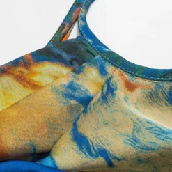 Watercolor Print Satin Ruched Drawstring Slip Mini Dress -Women's Clothing Store a548244e 960e 4173 a883 3e97f10314ce