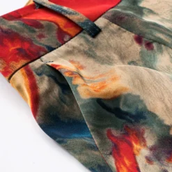 Watercolor Print Satin Fake Pocket Trousers -Women's Clothing Store a5719af9 b9df 497a 82d1 97d4c3218b85