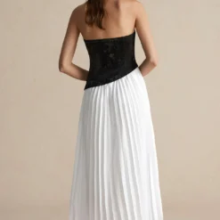 Solid Patchwork Pleated Asymmetrical Maxi Dress -Women's Clothing Store a7010902 bc2b 43cd a4fa a9bc74e082a7