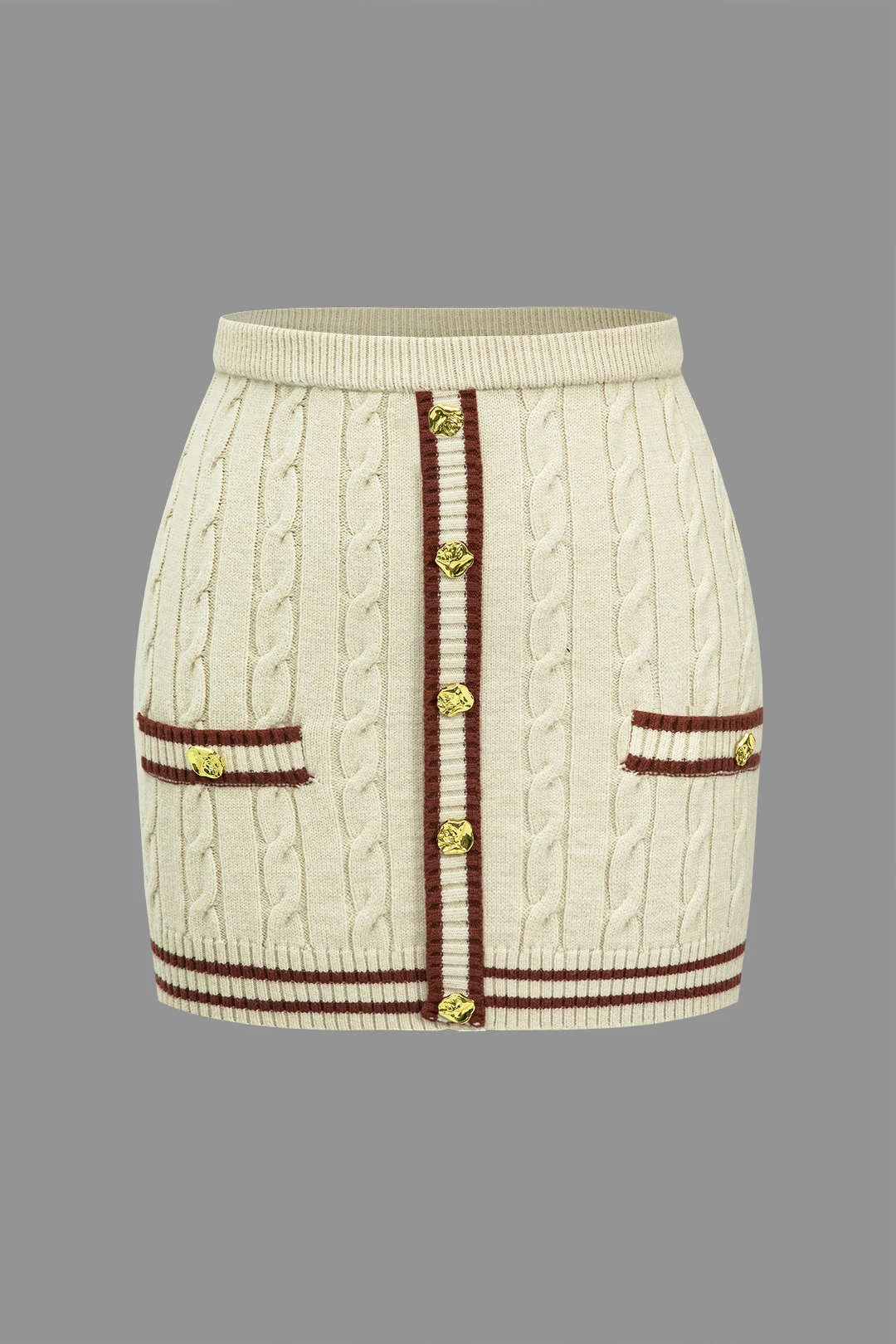 Color Block Print Knit Button Skirt 1 Color Block Print Knit Button Skirt