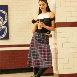 Plaid Cut Out Waist Midi Skirt -Women's Clothing Store a8d00a5c 13ca 4adb af7e abca168bcd86