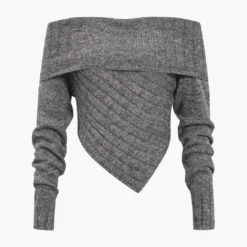 Sweater Off Shoulder Long-Sleeve Asymmetrical Top