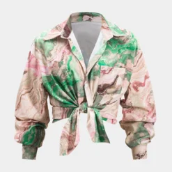 Tie Dye Button Pocket Long-Sleeve Shirt