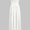 Chiffon Pleated Strapless Sleeveless Maxi Dress