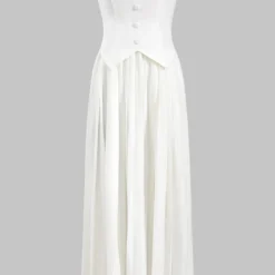 Chiffon Pleated Strapless Sleeveless Maxi Dress