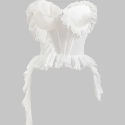 Chiffon Satin Ruffle Corset Tube Top