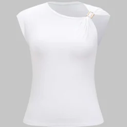 Metallic Ruched Twist Knot T-Shirt