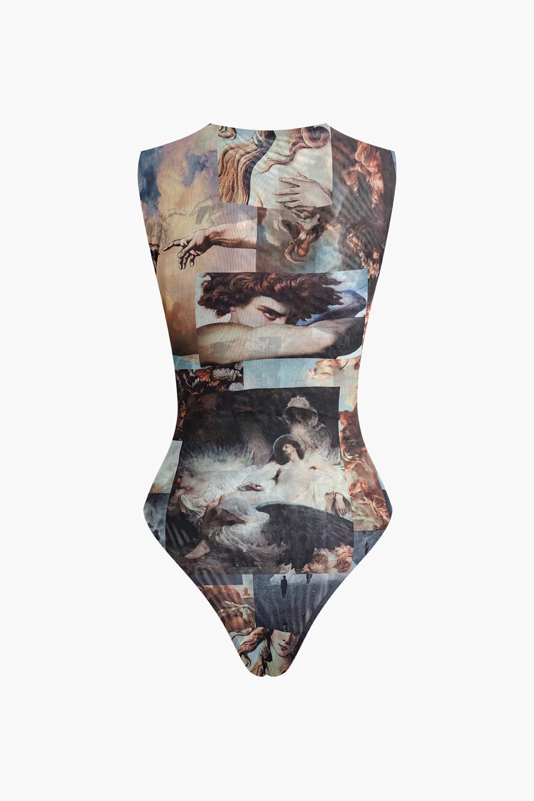 Renaissance Print Sleeveless Mesh Bodysuit 2 Renaissance Print Sleeveless Mesh Bodysuit - Image 2