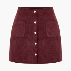 Corduroy Button Skirt