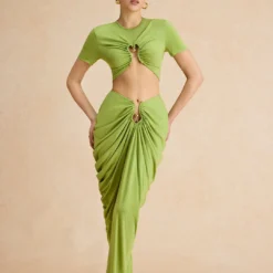 Metallic Decor Ruched Short Sleeve T-Shirt -Women's Clothing Store ace83640 84dc 4de5 8b9e 27e6d5457052