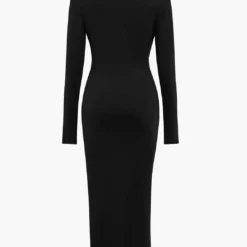 Solid Asymmetrical Ruched Slit Long-Sleeve Maxi Dress -Women's Clothing Store ad1579c8 97e9 4c1f 88a8 264dd42a59bb