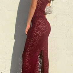 Lace Bustier Slit Slip Maxi Dress -Women's Clothing Store ad37ec40 b485 4c80 8786 91ab5d891c3c