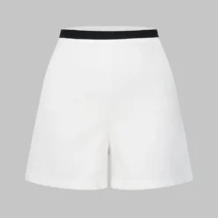 Contrast Pipiing High Waist Zipper Shorts