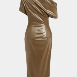 Asymmetrical Shoulder Faux Leather Bodycon Dress -Women's Clothing Store aebb9978 4c40 483d a86f 9d6f1e521b4c