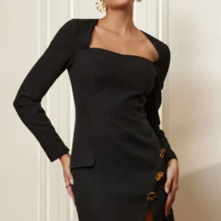 Solid Button Zipper Asymmetrical Mini Dress -Women's Clothing Store af2c0b3c 0b90 46b9 a143 8341de7fa344 scaled