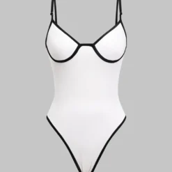 Contrast Binding Sleeveless Bodysuit