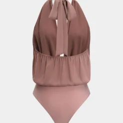 Chiffon Cowl Neck Halter Patchwork Ruched Sleeveless Bodysuit -Women's Clothing Store aff80381 1806 45ae 805e 753f528b0ef9