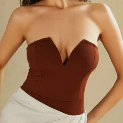 Basic V-neck Strapless Bodysuit -Women's Clothing Store b053f738 e9d9 4d00 952b 5152650344e3