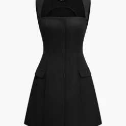 Solid Fake Pocket Mini Dress -Women's Clothing Store b0c2ebe9 fe5a 4543 bccf 79d9d88891ba