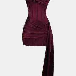 Satin Asymmetrical Sleeveless Mini Dress