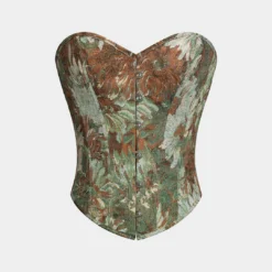 Floral Print Strapless Tie Back Corset Tube Top