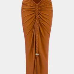 Metallic Decor Braided Ruched Skirt -Women's Clothing Store b36c0efa 5a7c 40c4 a652 eaf13bf5ad6d