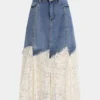 Denim Lace Patchwork Skirt