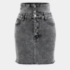 Denim Double Waistband High Waist Skirt