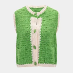 Knit Button Hollow Out Vest