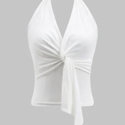 Backless Halter Neck Twist Knot Tank Top