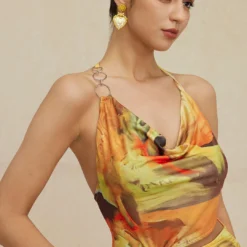 Abstract Print Halter Cowl Neck Slit Mini Dress -Women's Clothing Store b5c6c5b8 b9e8 4ea8 bebc 41920e60b876